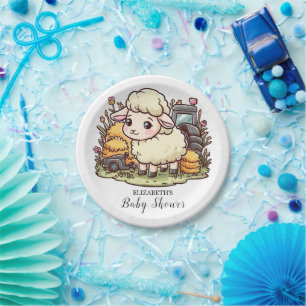 Cute Enchanted Sheep Baby Shower Paper Plates