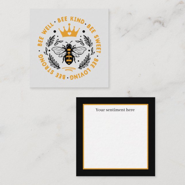 cute encouragement bee add sentiment  note card (Front/Back)