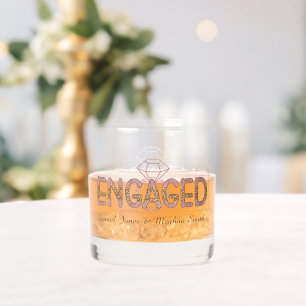 Cute Engaged add names Wedding Whiskey Glass