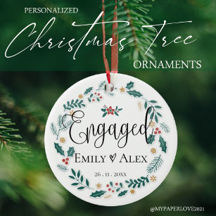 Cute    Engaged   Our First Christmas Ceramic Ornament