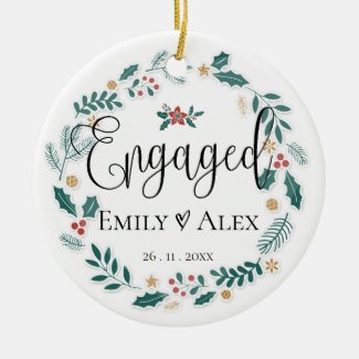 Cute |  Engaged | Our First Christmas Ceramic Ornament
