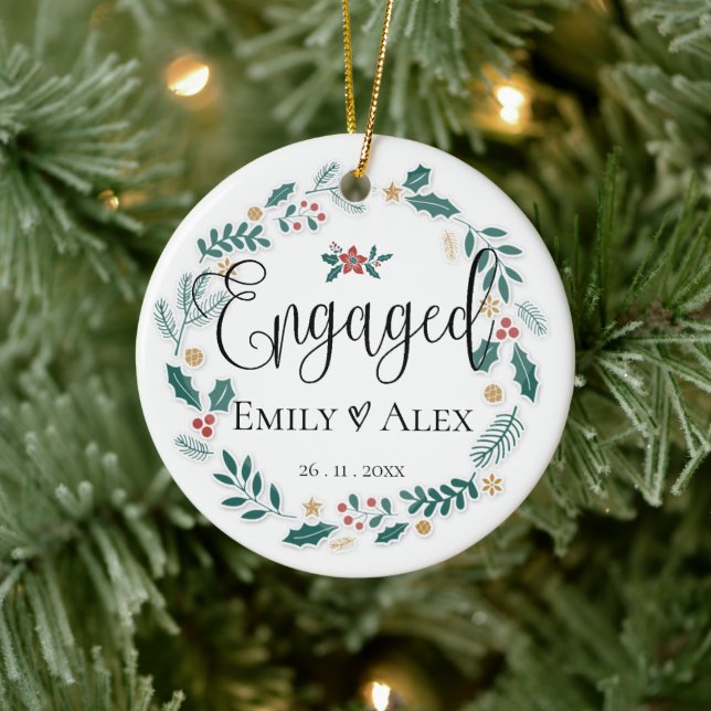 Cute |  Engaged | Our First Christmas Ceramic Ornament (Tree)