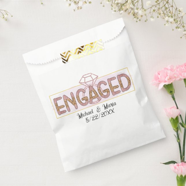Cute engagement party add names date favor bag (Sealed)