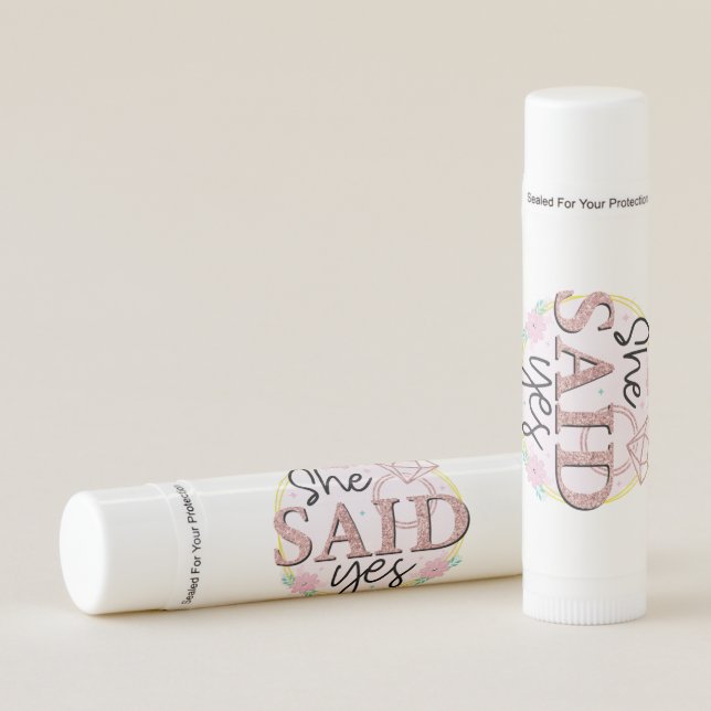cute engagement shower she said yes lip balm (Front)