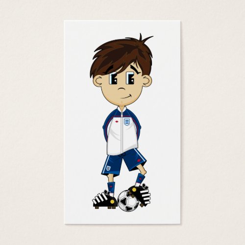 Cute England Soccer Boy Bookmark Business Card Template