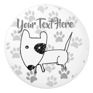 Cute English Bull Terrier Ceramic Knob