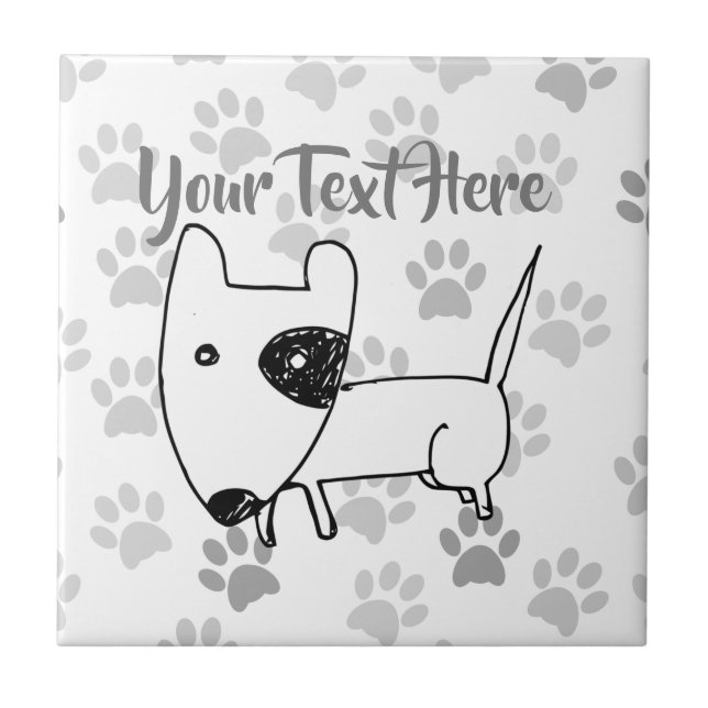 Cute English Bull Terrier Ceramic Tile (Front)