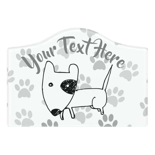Cute English Bull Terrier Door Sign (Small Crest Front)