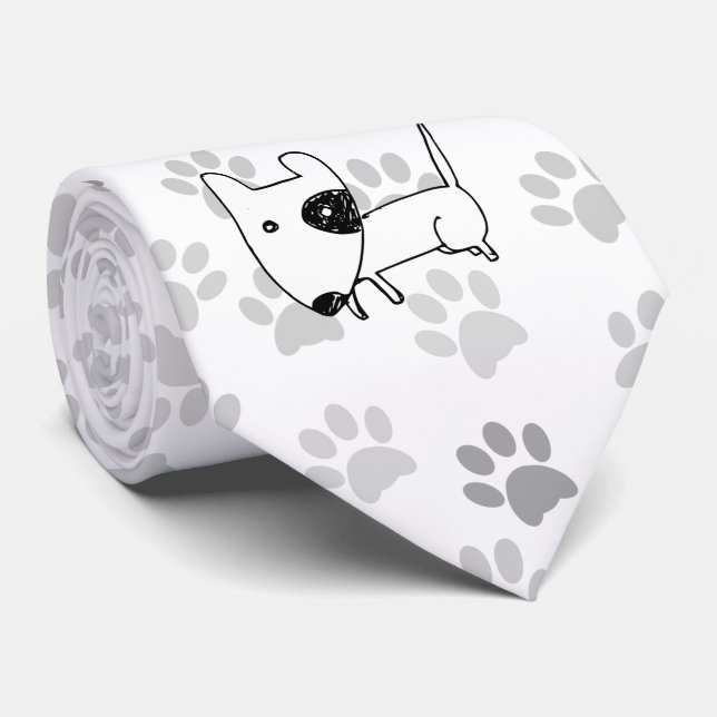 Cute English Bull Terrier Neck Tie (Rolled)