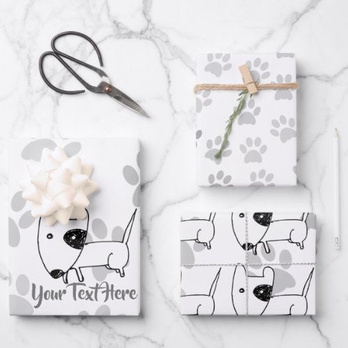 Cute English Bull Terrier Wrapping Paper Sheets