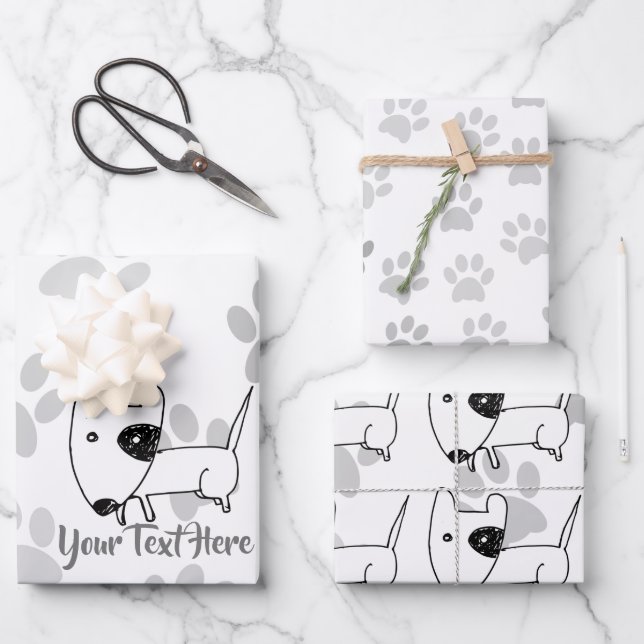 Cute English Bull Terrier Wrapping Paper Sheets (Front)
