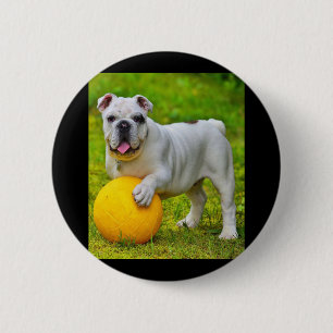 Cute English Bulldog Basketball Bulldog Lover Gift Button