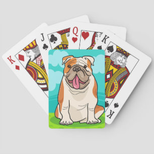 Cute English Bulldog Cartoon Poker Cards