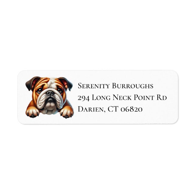 Cute English Bulldog Cartoon Puppy Dog Lover Label (Front)