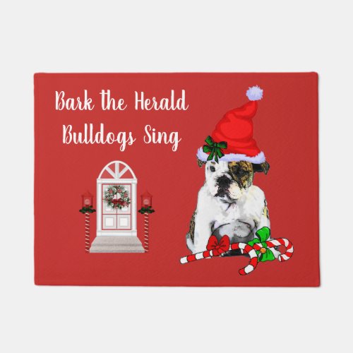 Cute English Bulldog Christmas Doormat