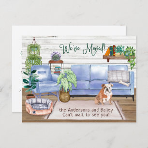 Cute English Bulldog Cozy New Home Moving Announcement Postcard