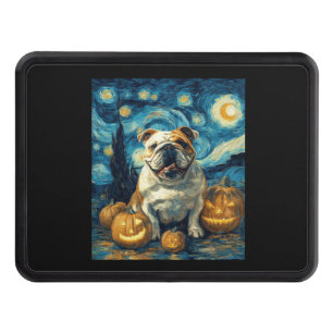 Cute English Bulldog Dog Halloween Jack O Lantern Hitch Cover