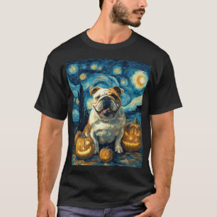 Cute English Bulldog Dog Halloween Jack O Lantern  T-Shirt