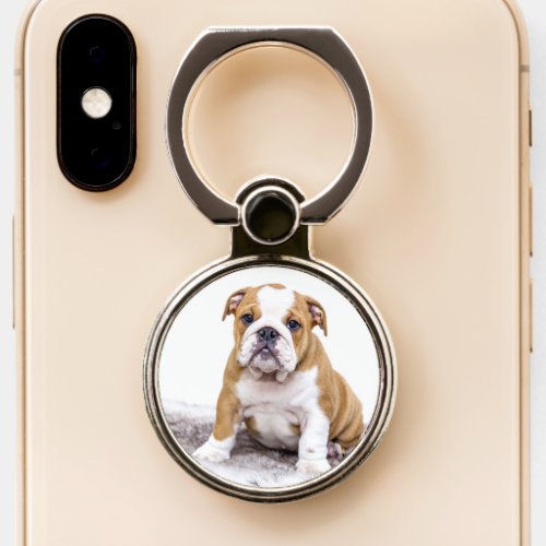 Cute English Bulldog Dog Pet Photo Phone Ring Stand