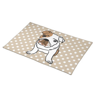 Cute English Bulldog Illustration Cloth Placemat