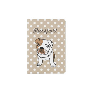 Cute English Bulldog Illustration Passport Holder
