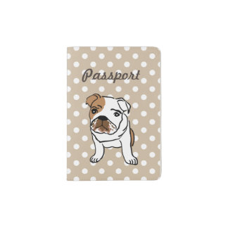 Cute English Bulldog Illustration Passport Holder