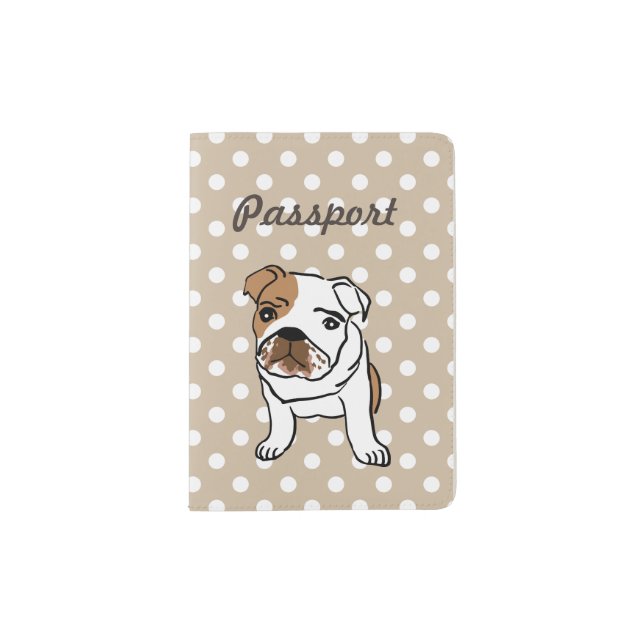 Cute English Bulldog Illustration Passport Holder (Front)
