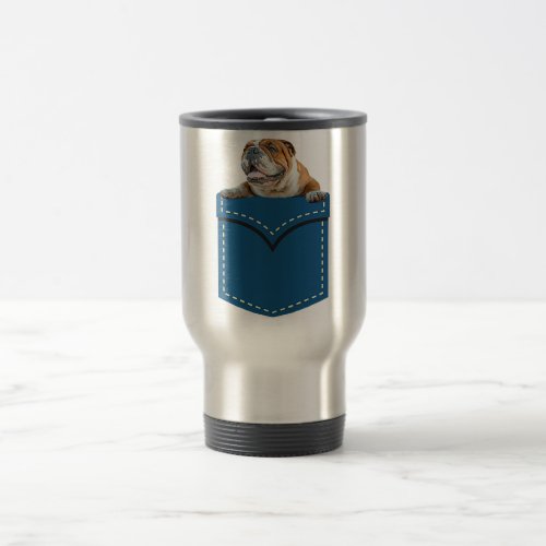 Cute English Bulldog In Your Pocket Travel Mug