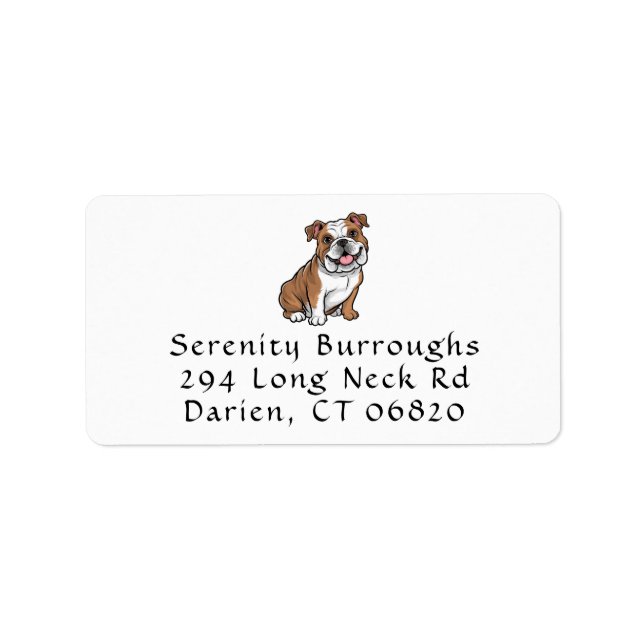 Cute English Bulldog Lover Cartoon Puppy Dog Mom Label (Front)