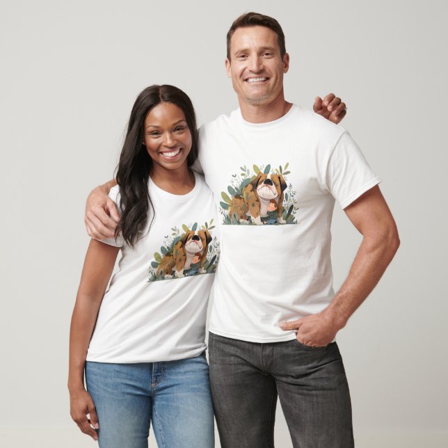 Cute English Bulldog Loving Cuddle Embrace Kids T-Shirt (Unisex)