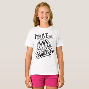 Cute English Bulldog Mom Puppy Dog Mascot Girls T-Shirt