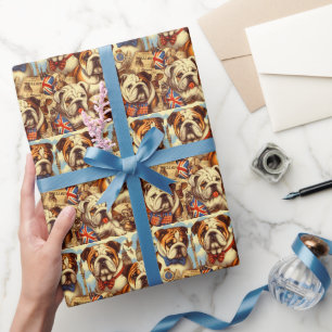 Cute English Bulldog Painting Wrapping Paper