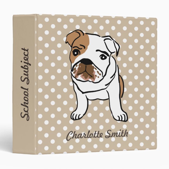 Cute English Bulldog Personalized Binder (Front/Spine)