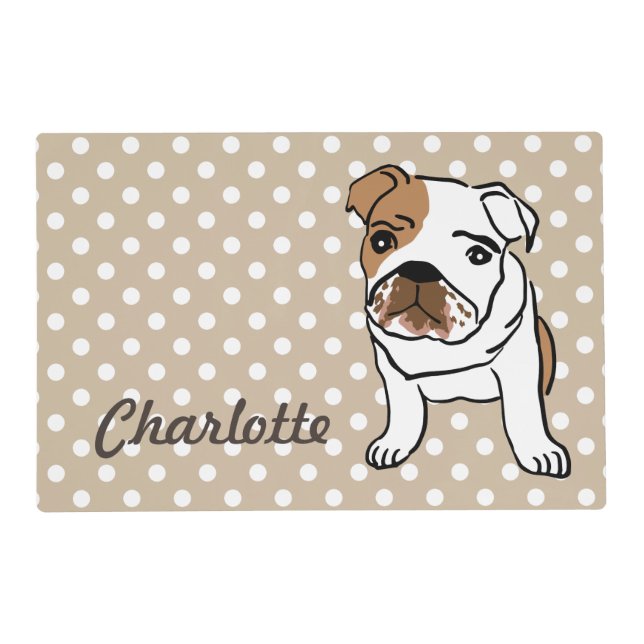 Cute English Bulldog Personalized Placemat (Front)