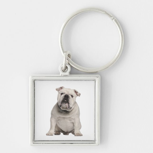 Cute English Bulldog Puppy Dog Keychain (Front)
