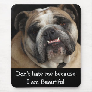 Cute English Bulldog Puppy Dog Portrait Mousepad