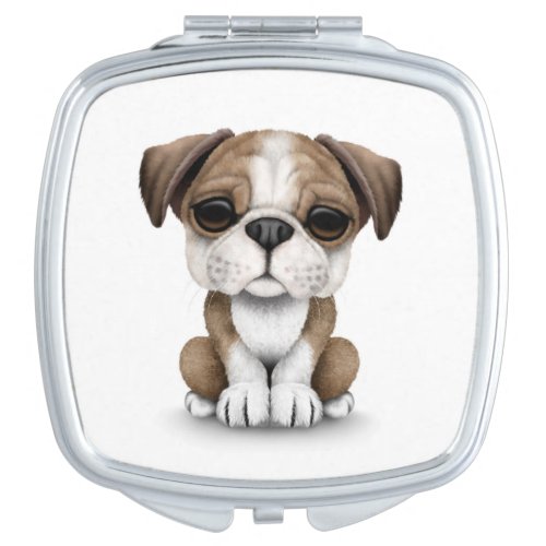 Cute English Bulldog Puppy on White Compact Mirror