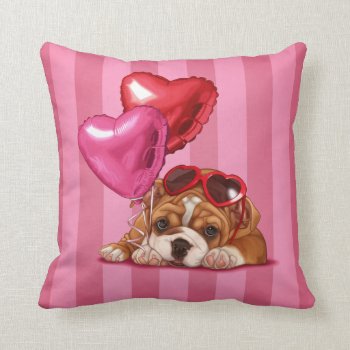Cute English Bulldog Puppy Throw Pillow by MarylineCazenave at Zazzle