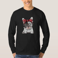 Cute English Bulldog Red Polka Dot Headband And Gl