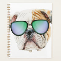 Cute english bulldog with sunglasses, Funny puppy
