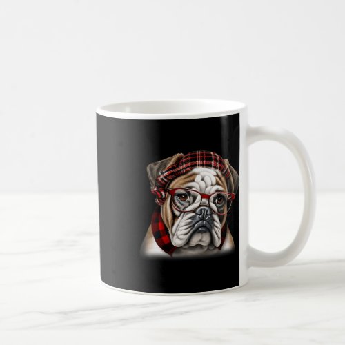 Cute English Bulldog Xmas Red Plaid Headband And G Coffee Mug