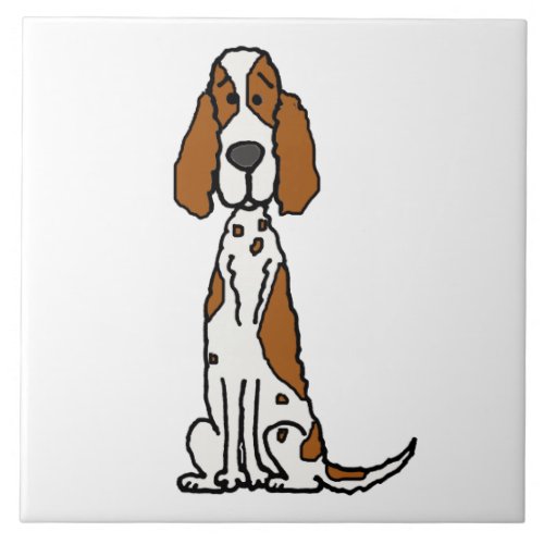 Cute English Setter Puppy Dog Cartoon Ceramic Tile