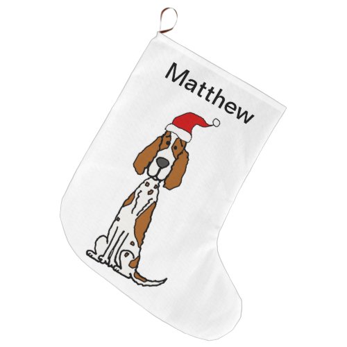 Cute English Setter Puppy Dog Christmas Large Christmas Stocking