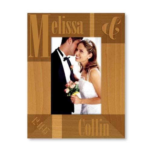Cute Engraved Couples 9x7 Wooden Picture Frame