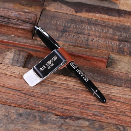 Cute Engraved Journal Clip with Black Pen