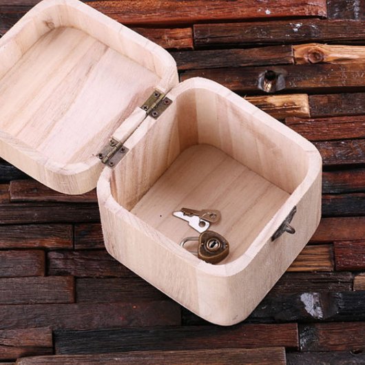 Cute Engraved Keepsake Wooden Jewelry Box (Inside)