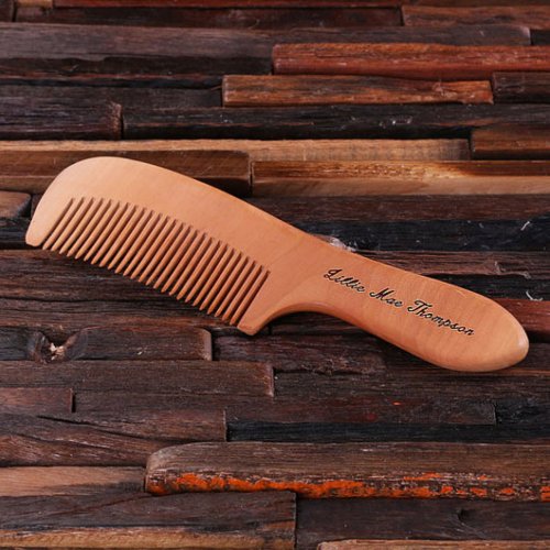 Cute Engraved Natural Hardwood Hair Comb