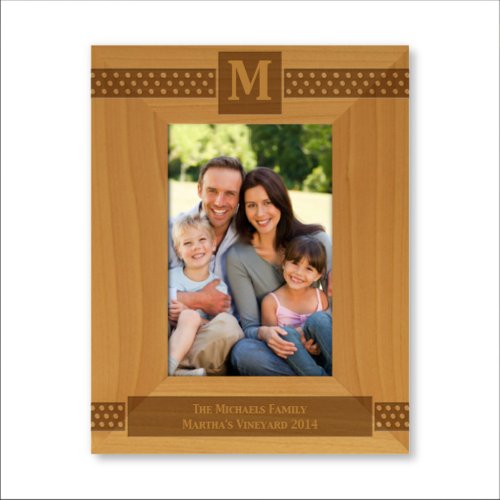 Cute Engraved Polka Dots 9x7 Wooden Picture Frame