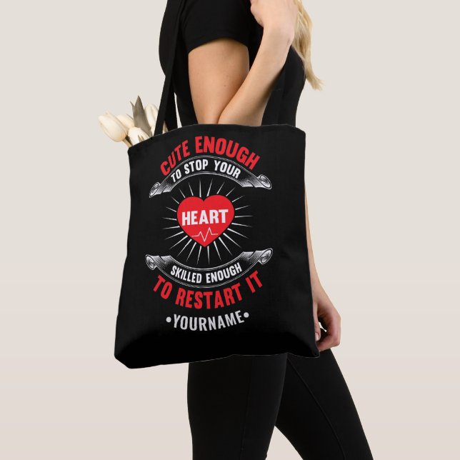 Cute Enough to Stop Your Heart Skilled Enough to Tote Bag (Close Up)