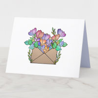 Cute Envelope with Purple Flowers Blank